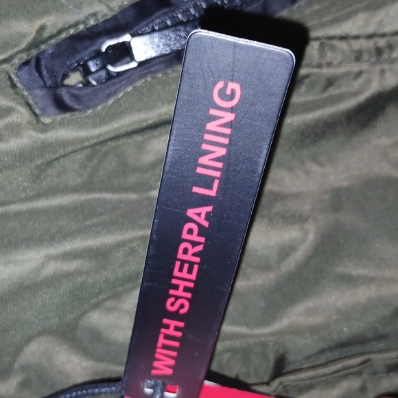 Yoki Outerwear Sherpa lined olive green coat size S hooded Faux fur trim NWT - Picture 3 of 14